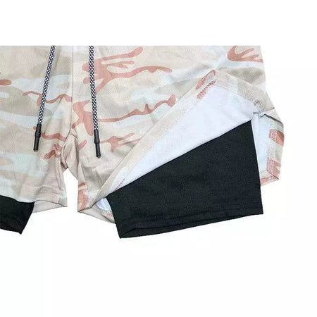 Masculino Anime 2 em 1 Calções Esportivos, Calções de Compressão Atlético Calças de Treino Fitness Running Sportwear, Desempenho Ginásio