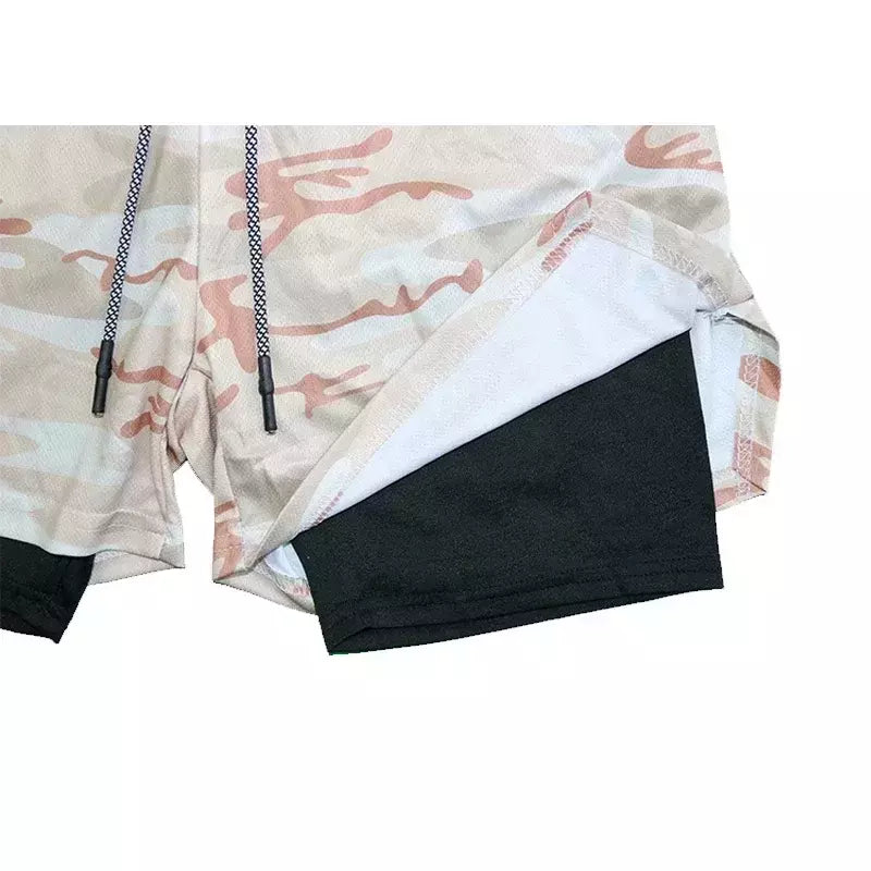 Masculino Anime 2 em 1 Calções Esportivos, Calções de Compressão Atlético Calças de Treino Fitness Running Sportwear, Desempenho Ginásio