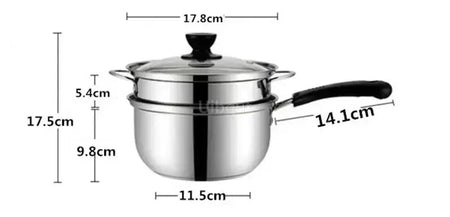 Panela de aço inoxidável com fundo duplo, panela de sopa não magnética, panelas multiuso, panela antiaderente, fogão a gás usado, panela quente