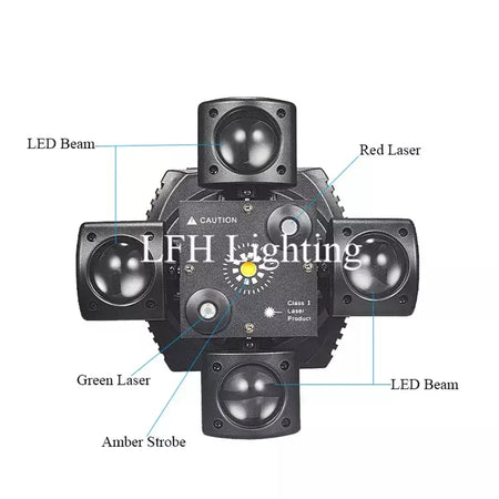 Controle remoto led feixe de luz cabeça móvel dmx vermelho & verde laser âmbar flash efeito iluminação dj discoteca festa luzes palco