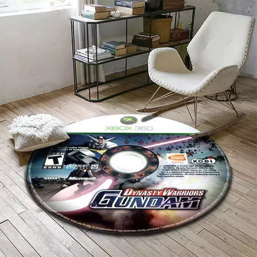 Rodada Anti-Slip Gamer Mat, Tapete preto CD CD, Tapete do banheiro, Decoração de casa, Tapete de cozinha, Sala, Presente para Menino