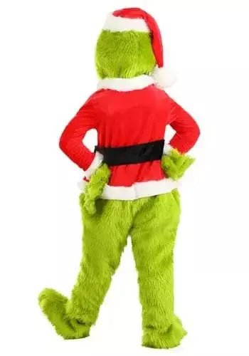 Venda quente da temporada halloween verde grinch cosplay traje papai noel com calças de pele conjunto jogar traje em massa monstro verde gri