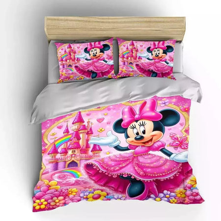 Mickey e Minnie Conjunto de cama para crianças, Fluffy Cartoon Comforter Cover, US Twin Bedclothes, Queen Size, macio, bebê, 3pcs