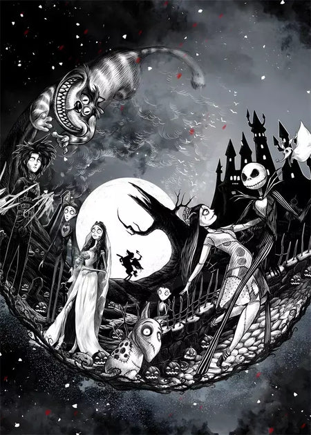 Filme clássico o pesadelo antes do natal anime figura jack poster impressões pintura em tela arte da parede fotos decoração do quarto casa