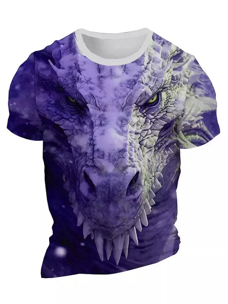 Camiseta de manga curta com estampa Dragão 3D masculina, camiseta casual diária de rua, esportes ao ar livre, moda urbana, verão