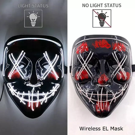 Neon sem fio led máscara de purga brilho no escuro cosplay máscara de terror halloween masquerade festa máscaras brilhantes engraçado vestir-se
