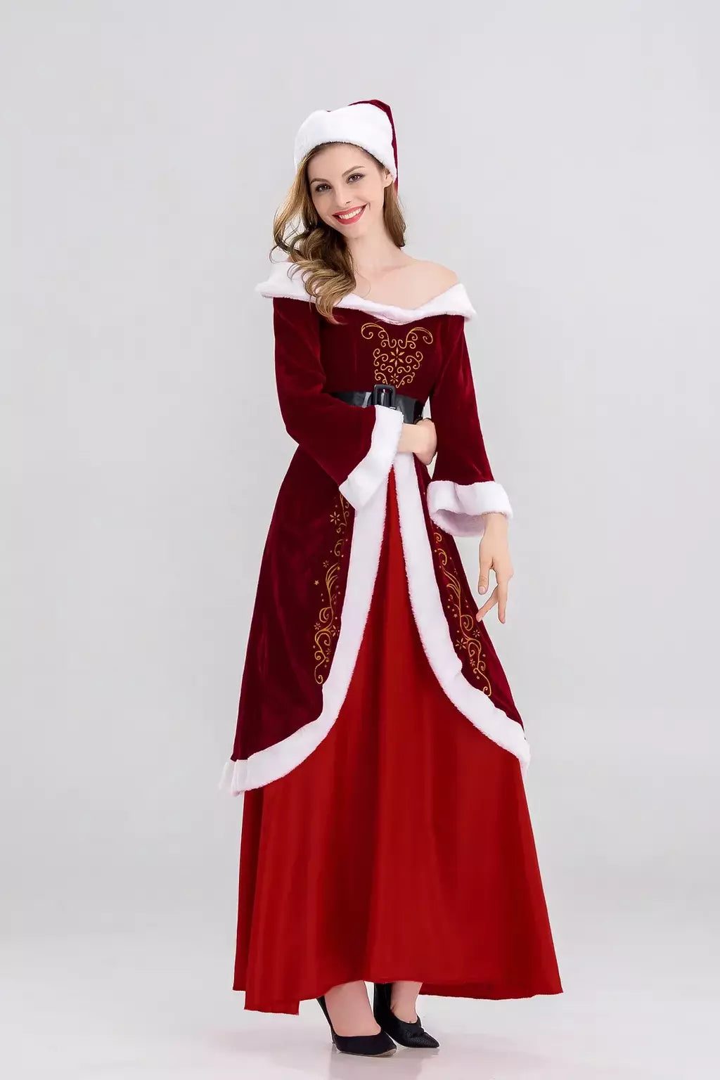 Traje de papai noel feminino masculino vestido de elfo de natal unissex roupa de festa adulto terno de natal desempenho de palco festivo role play wear