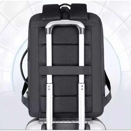 Expansível Mochila Laptop Impermeável, Bolsa de Negócios Masculina, Mochilas de Trabalho Multifuncionais, Saco Preto para Notebook, 16 17 "Carregamento
