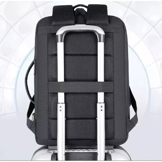 Expansível Mochila Laptop Impermeável, Bolsa de Negócios Masculina, Mochilas de Trabalho Multifuncionais, Saco Preto para Notebook, 16 17 "Carregamento