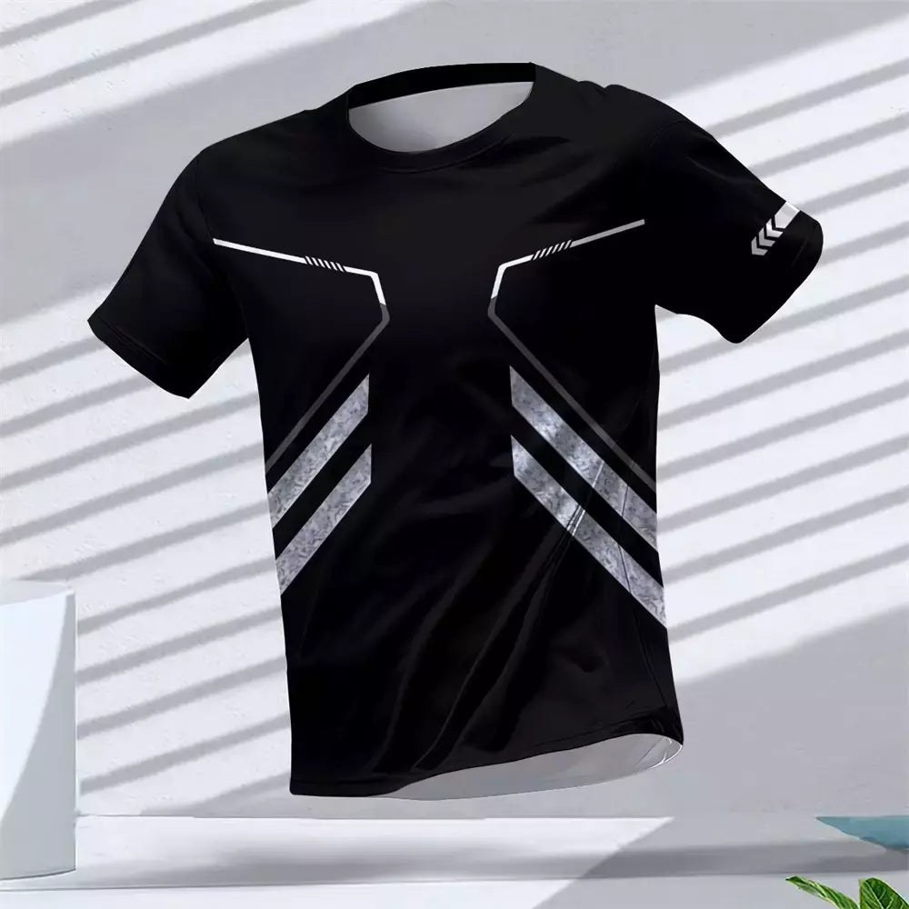 New Hot-Selling Outdoor Running Sports Respirável Quick-Secagem Roupas de Fitness Casual Wear Impressão 3D Em Torno Do Pescoço Adulto T-Shirt
