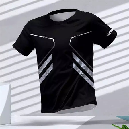 New Hot-Selling Outdoor Running Sports Respirável Quick-Secagem Roupas de Fitness Casual Wear Impressão 3D Em Torno Do Pescoço Adulto T-Shirt