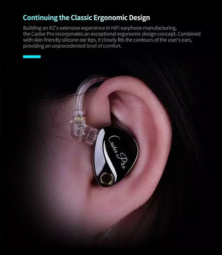 KZ Castor PRO Fone de ouvido intra-auricular HiFi Bass Dinâmico Fones de ouvido sintonizáveis de última geração Harman Target com fones de ouvido de graves aprimorados