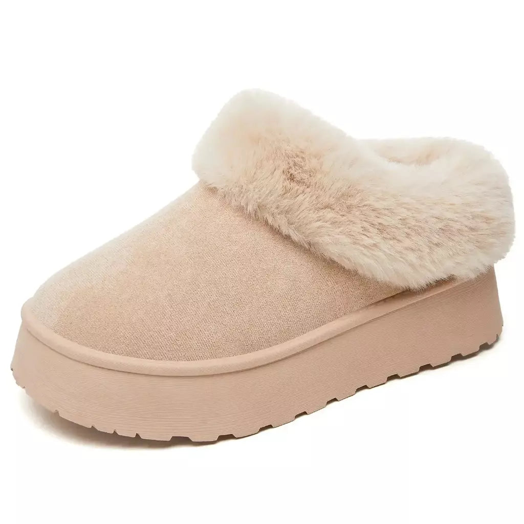 Botas de neve de fundo grosso feminino outono inverno novo estilo casual quente velo forrado pão sapato de algodão transfronteiriço