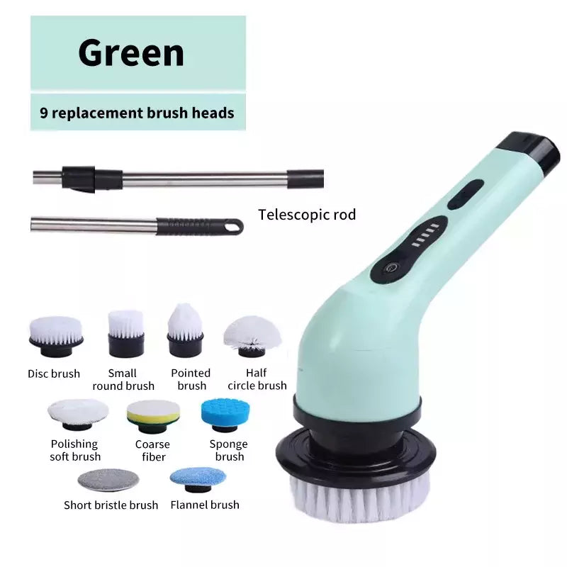 Escova de limpeza elétrica 9 em 1, purificador elétrico, ferramentas de limpeza elétrica, salão, cozinha, banheiro, utensílios de limpeza