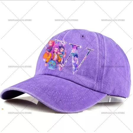 Kpop demônio caçador chapéu carta A-Z boné de beisebol para mulheres verão ajustável chapéu de sol anime bonito retro sunbonnet adulto chapelaria presente