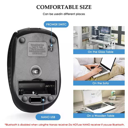 Mouse sem fio Mouse silencioso 2.4G portátil móvel Optical Office Mouse DPI níveis ajustáveis para Notebook PC Laptop MacBook