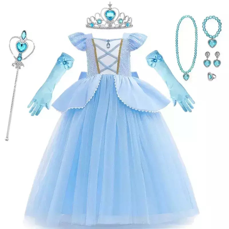 Rapunzel vestido para meninas cinderela belle vestir-se fantasia crianças aniversário princesa traje crianças roupas de festa de halloween 3-10y