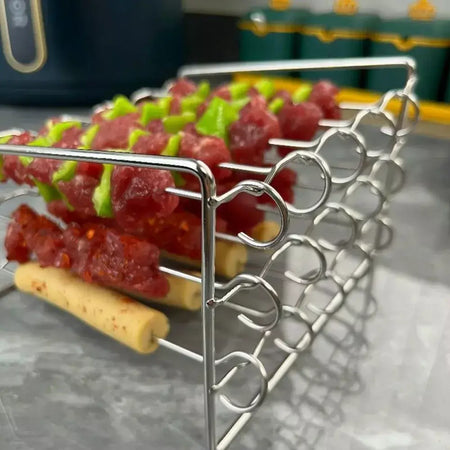 Suporte de churrasco de aço inoxidável de alta qualidade, rack de cozinha de três camadas, fritadeira de ar, conjunto de grelha ao ar livre, fritadeira elétrica de ar