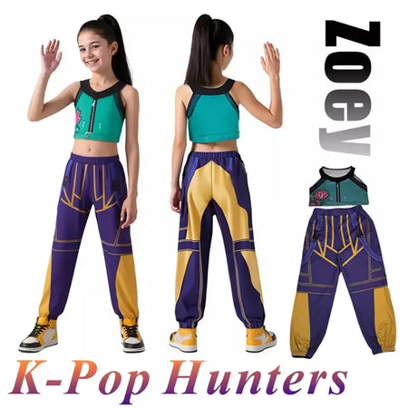 2025 crianças zoey mira rumi impressão 3d cosplay traje halloween carnaval k-pop caçadores menina grupo ídolo role play vestir-se outfit