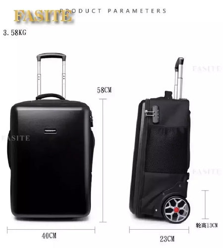 Trolley impermeável mochila com rodas grandes, continuar, viagem preguiçosa, bagagem de mão, novo, 22";;VERDADEIRO;;"a,19