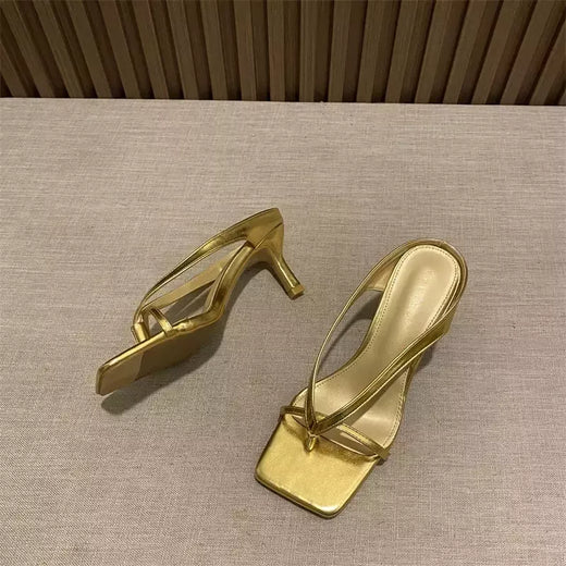 Chinelos femininos de salto alto, chinelo sexy, chinelo feminino, salto fino, nova moda, verão, 2024
