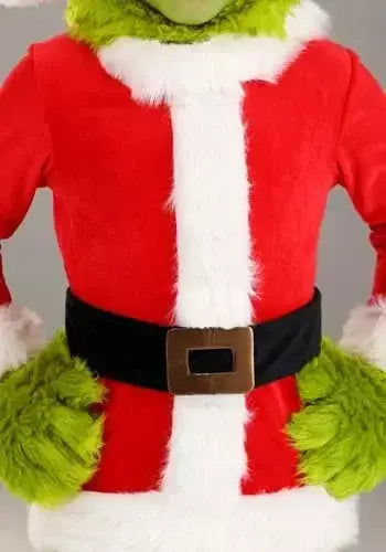 Venda quente da temporada halloween verde grinch cosplay traje papai noel com calças de pele conjunto jogar traje em massa monstro verde gri