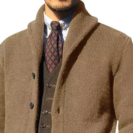 Homens casaco de malha lapela manga comprida bolsos engrossados cardigan camisola masculina outono botões sólidos placket casaco de malha para o trabalho