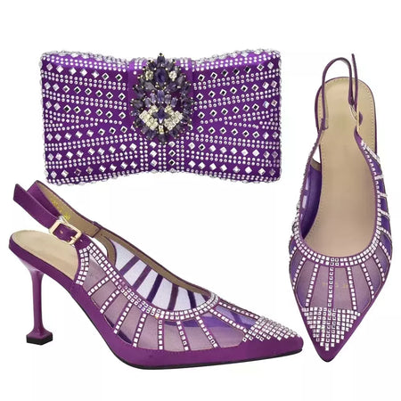 Sapato italiano e saco conjunto para mulheres, sapatos nigerianos, bolsa de correspondência para festa de casamento real, sapatos de luxo, moda mais recente