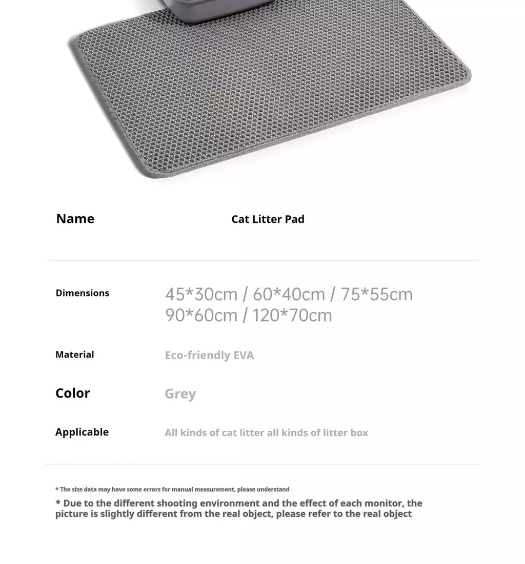 Tapete de areia para gatos, 60cm x 90cm, à prova d'água, camada dupla, caixa de areia para animais de estimação, tapete antiderrapante, areia, lavável, limpo para animais de estimação