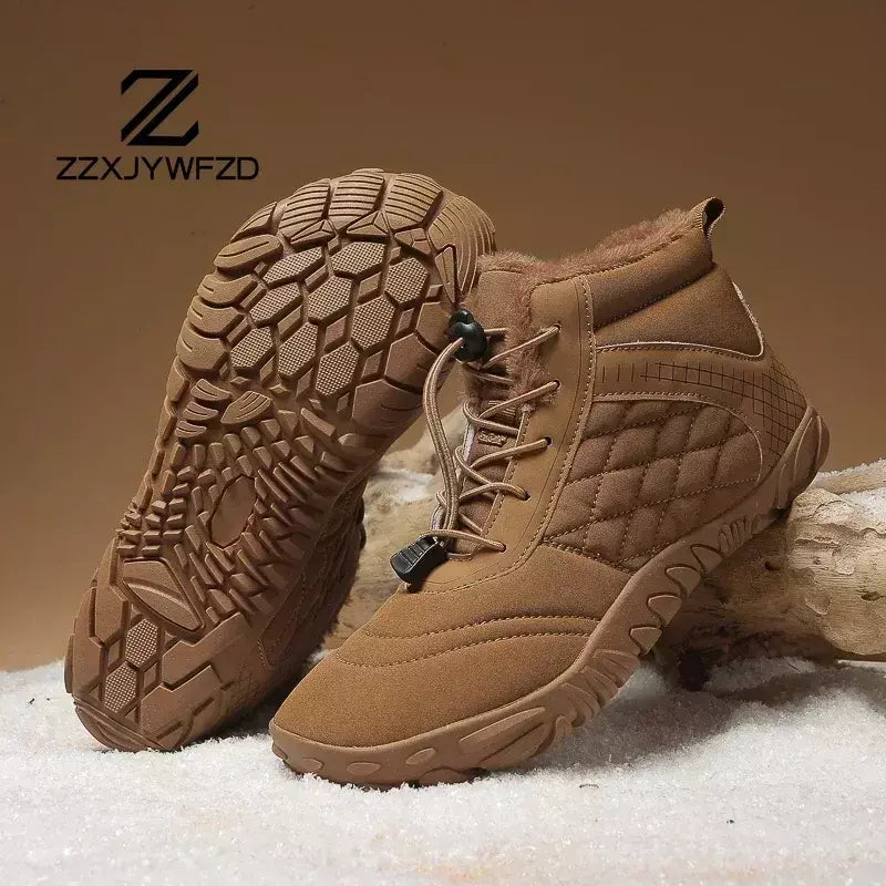 2024 novas botas de inverno para homens neve descalço mulheres ao ar livre antiderrapante pele quente tênis casuais plus size botas de tornozelo sapatos de caminhada