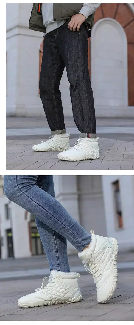 2024 novas botas de inverno para homens neve descalço mulheres ao ar livre antiderrapante pele quente tênis casuais plus size botas de tornozelo sapatos de caminhada