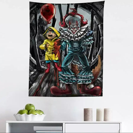 Filme de terror l-lt p-pennywise palhaço gráfico tapeçaria arte ficção científica sala decoração de casa barato hippie parede pendurado