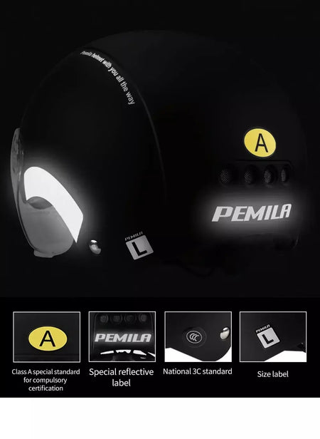 PEMILA-Capacete de Ciclismo com Lente Goggles para Homens e Mulheres, Capacete de Bicicleta, MTB Road Bike, Adesivo Refletivo, E-Bike, Motocicleta