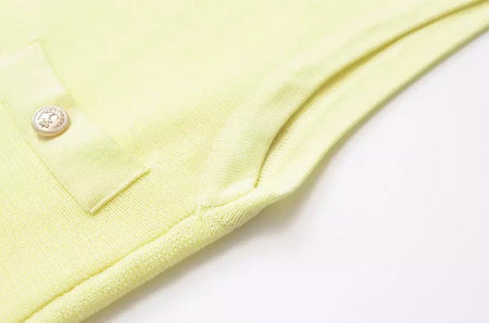 Mini vestido de bolso feminino sem mangas com o pescoço, malha, elegante vestido de botão, fino Lady Fashion, verão, fêmea, 2024