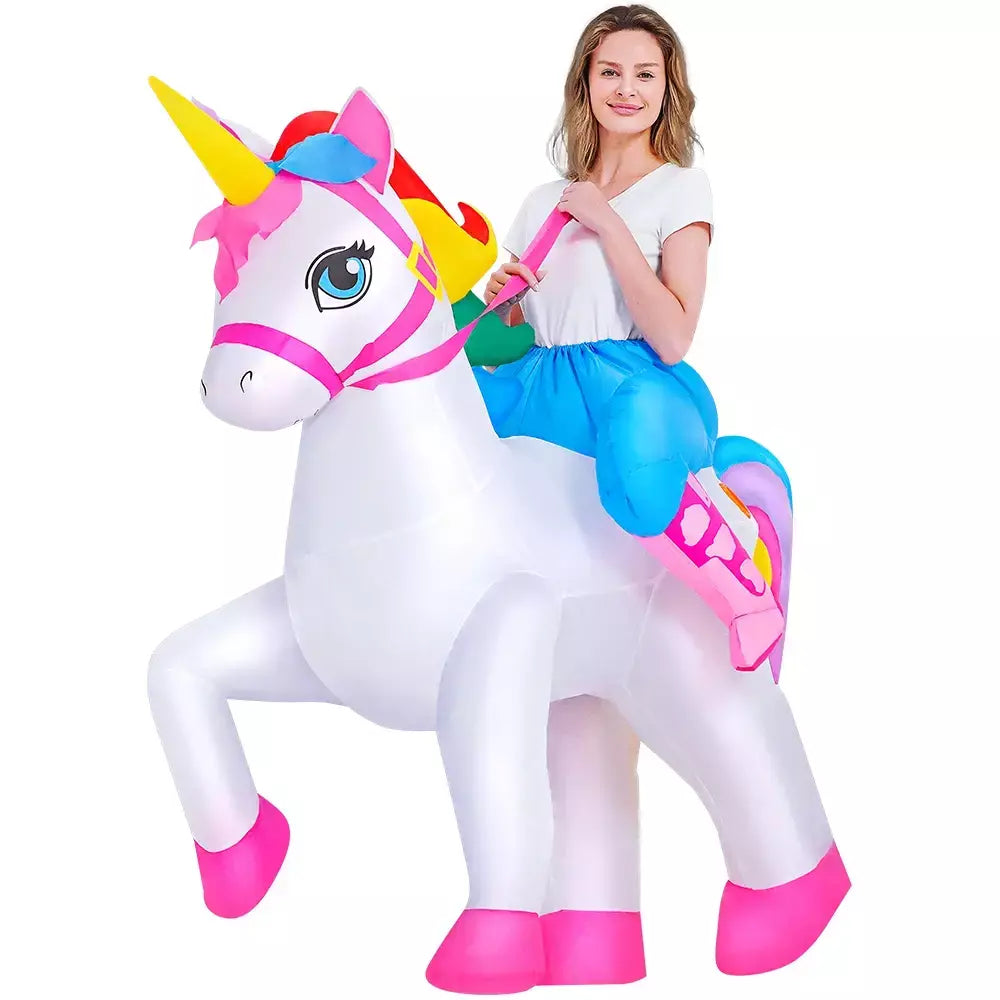 Vestuário colorido unicórnio animal trajes infláveis terno anime purim halloween carnaval festa cosplay traje para crianças adultas