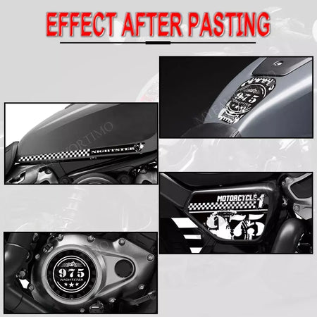 Para harley davidson nightster 975 rh975 adesivos decalques protetor tanque almofada kit joelho corpo fender escudo escape 2022-23