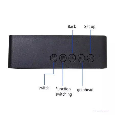 Altifalante Sem Fio Bluetooth Pequeno Mini Despertador Canhão Portátil Mini Voz Transmita o Cartão Insert Veicular Sistema De Áudio W