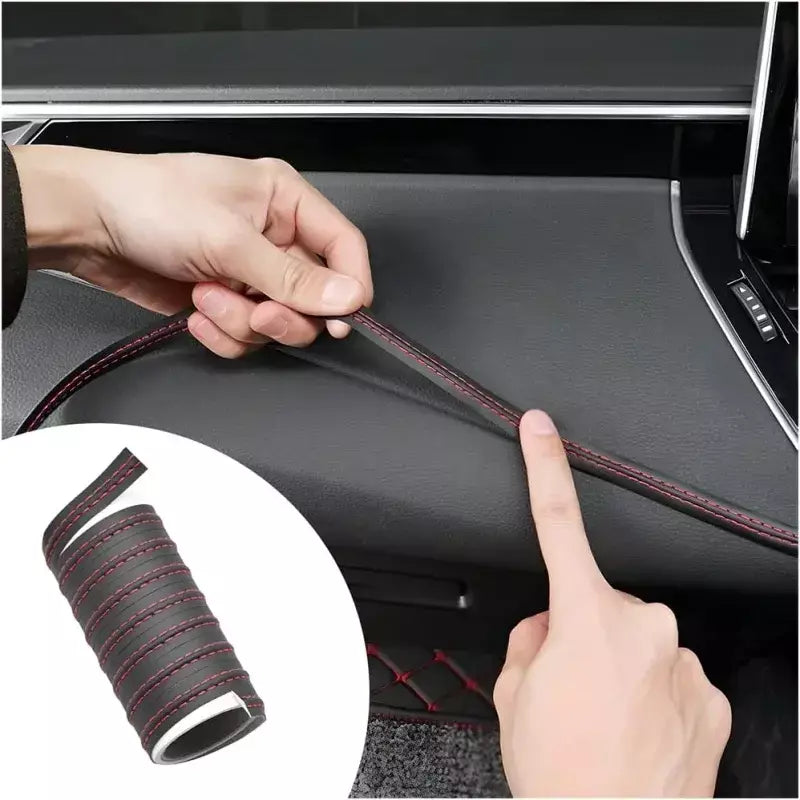 Tiras de couro PU Woven Trim, Adesivos de proteção do carro para porta e painel, Moldagem auto-adesiva, Tiras interiores DIY