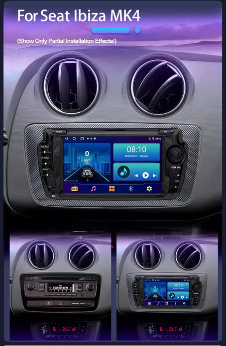 Rádio automotivo sem fio carplay android auto para seat ibiza 6j 2009 - 2013 4g wifi multimídia navegação gps 2din 7 "unidade principal estéreo