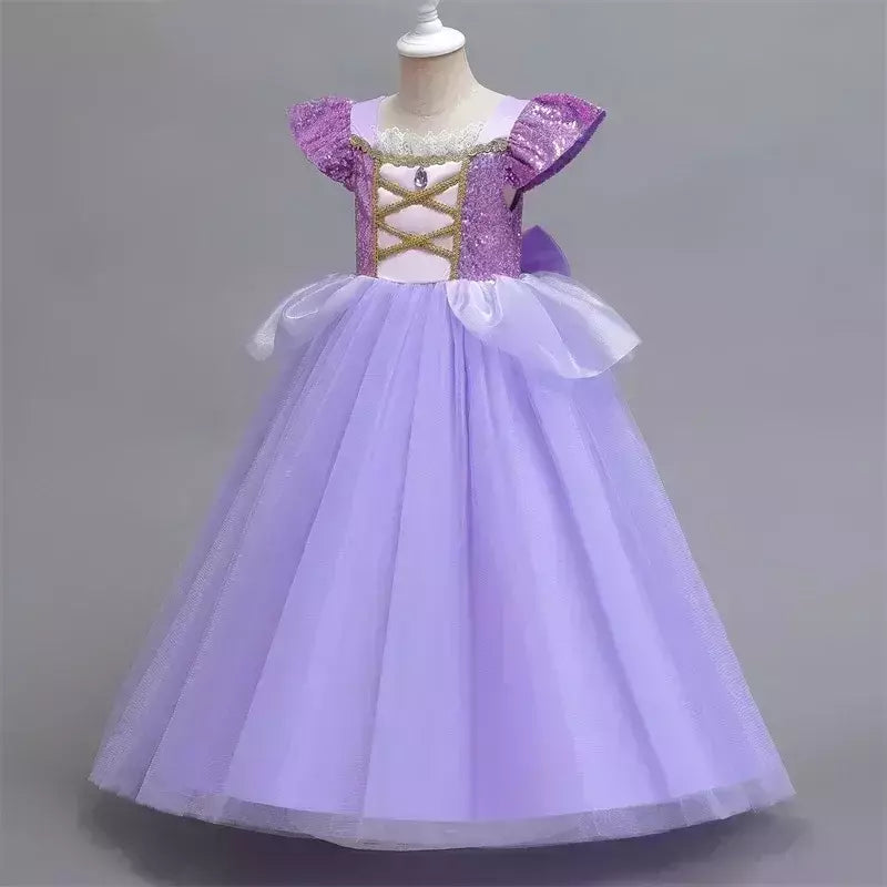 Rapunzel vestido para meninas cinderela belle vestir-se fantasia crianças aniversário princesa traje crianças roupas de festa de halloween 3-10y