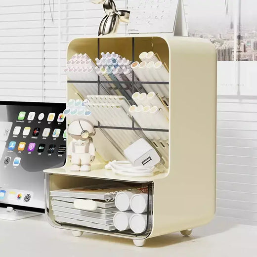 Suporte de caneta multicamadas, organizadores de grande capacidade, inserção inclinada, organizador de mesa, caixa de armazenamento, acessórios, material escolar de escritório