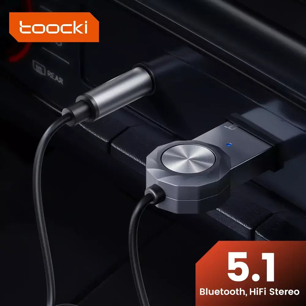 Toocki-Adaptador Aux Bluetooth, USB para conector de 3,5mm, Car Audio, Música, Microfone, Bluetooth 5.1, Kit mãos livres, Transmissor