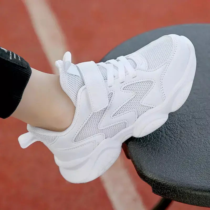 Branco crianças sapatos para meninos e meninas moda crianças confortáveis tênis respiráveis antiderrapante escola casual calçado de caminhada