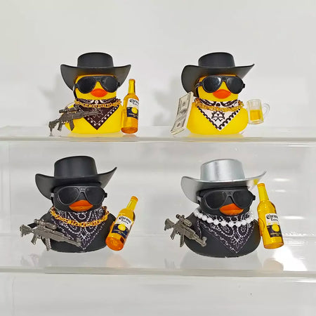 Ornamento de carro de pato de borracha de cowboy para jeep pato decorações de painel de carro peculiar pato de borracha acessórios de carro presentes engraçados de escritório
