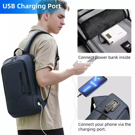 Mochila HK Slim para Homens, Sacos de Laptop, Impermeável, Minimalista, Negócios, Carregamento USB, Casual, Viagem, Trabalho, 15,6";;VERDADEIRO;;"8228-Black