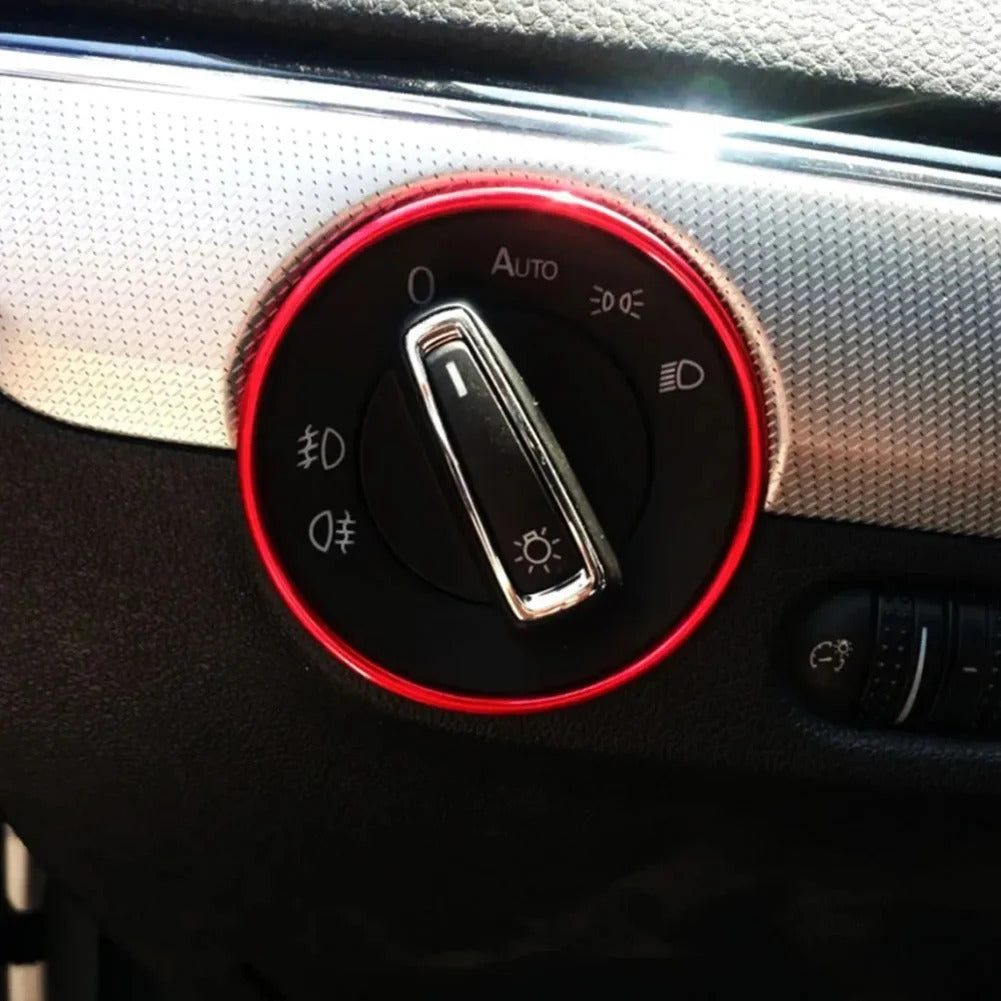Adesivo decorativo de alumínio para interruptor de farol interno de carro, anel de guarnição para golf mk4 e passat b5, adesivo de moldura decorativa
