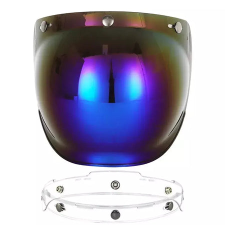 Capacete de motocicleta bolha escudo viseira anti-nevoeiro proteção uv lente hd para capacete retro rosto aberto meio capacete bolha óculos lente