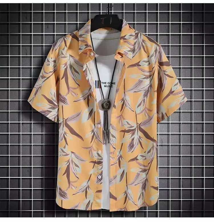 Roupas de praia para homens 2 Piece Set Quick Dry Camisa Havaiana e Shorts Set Homens Moda Vestuário Impressão Casual Outfits Verão