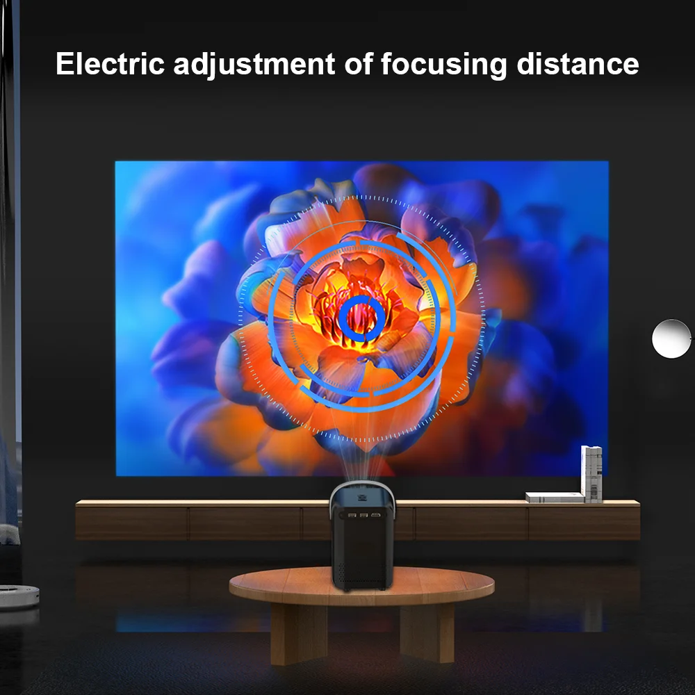 HONGTOP Android Inteligente Mini Projetor 300ANSI Lumen Projetor Portátil 4K com WIFI Bluetooth 1080P Home Movie Theater Beamer