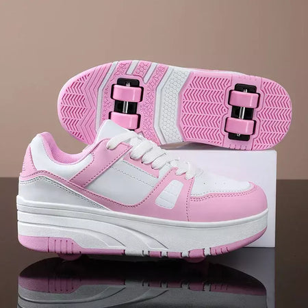 Sapatos de rolo de quatro rodas meninos meninas sapatos de caminhada casuais esportes ao ar livre slide e psiquiatra estudantes da escola polias sapatos tênis